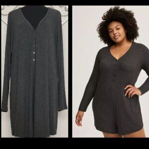 Torrid Super Soft Rib Henley Sleep Romper 3X